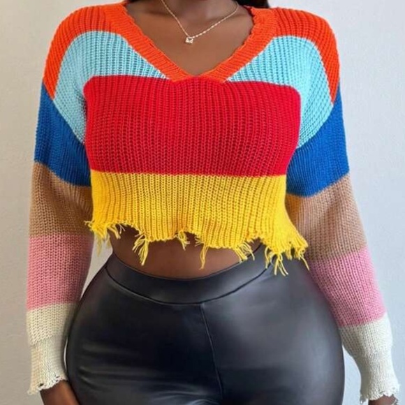 Color-Block V-Neck Sweater - Picture 3 of 4